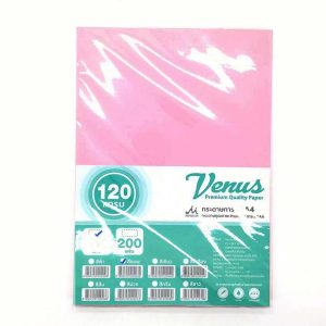 กระดาษการ์ดสี 120G/VENUS/180แผ่น สีชมพู