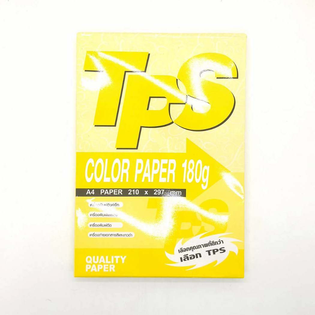 กระดาษการ์ดสี 180G/TPS/A4/100แผ่น สีเหลือง