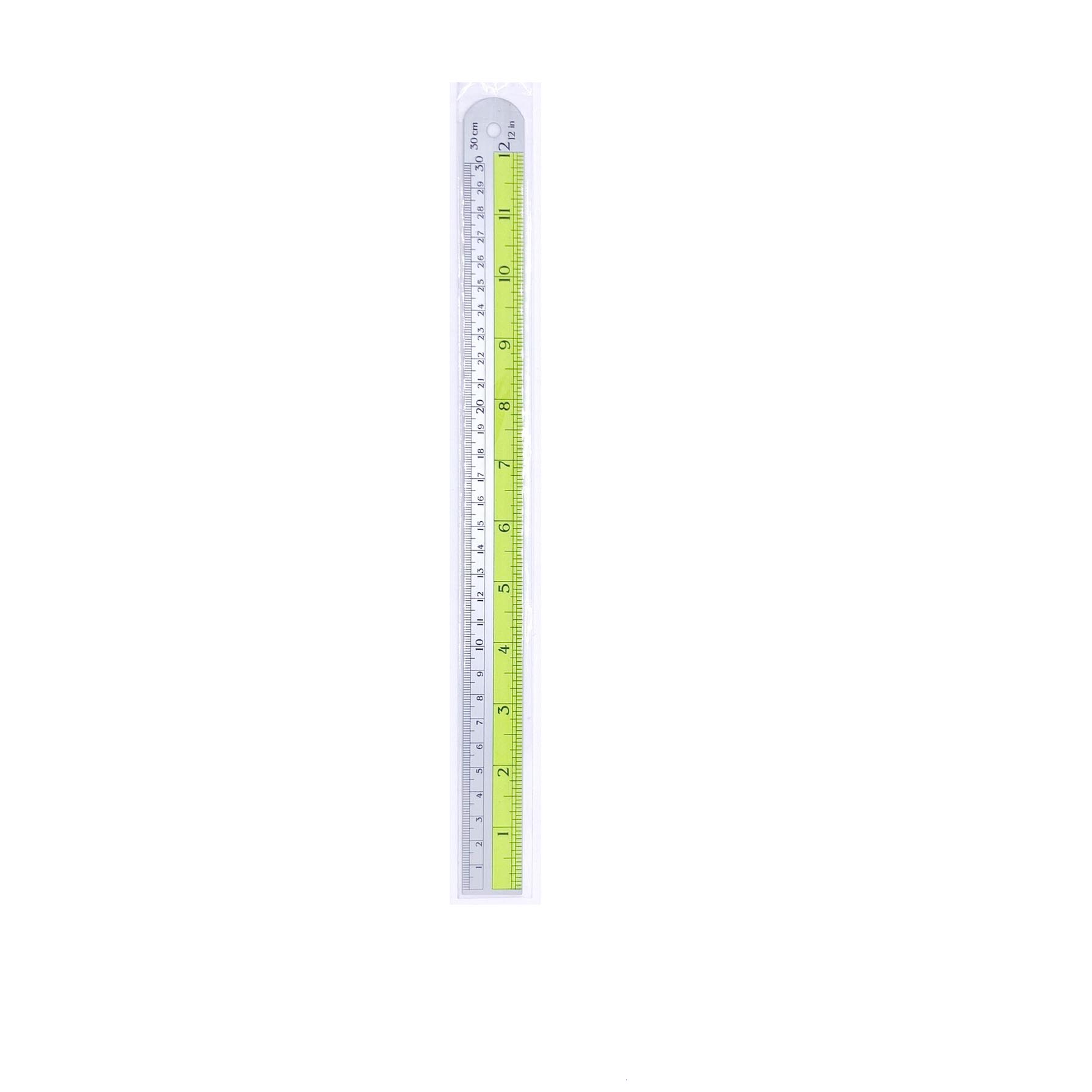 ไม้บรรทัดอลูมีเนียม 12" 2สีขียวนีออน