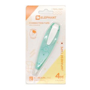 เทปลบคำผิดตราช้าง 4.2mm*4m สตรีมไลน์สีเขียว