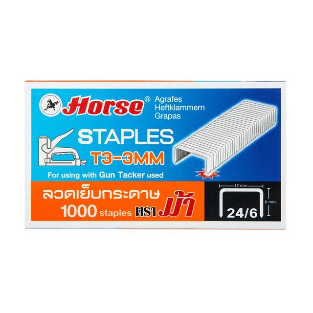 ลวดเย็บกระดาษตราม้า T3-3MM.24/6 1กล่อง
