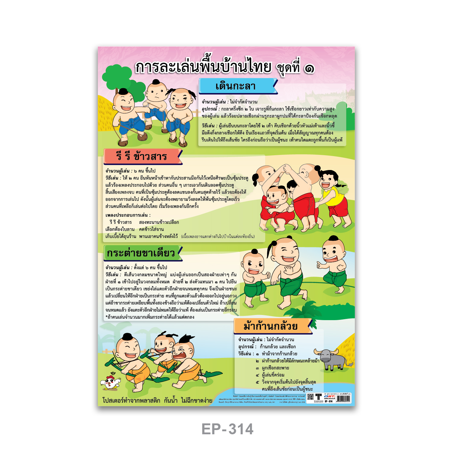 โปสเตอร์ความรู้ การละเล่นพื้นบ้านไทย ชุดที่1 พลาสติก