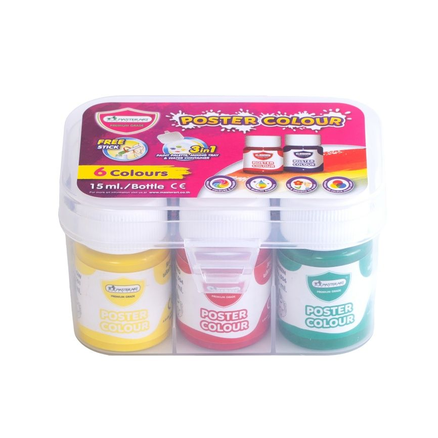สีโปสเตอร์มาสเตอร์อาร์ต15มล.6สี(กล่องพลาสติก)