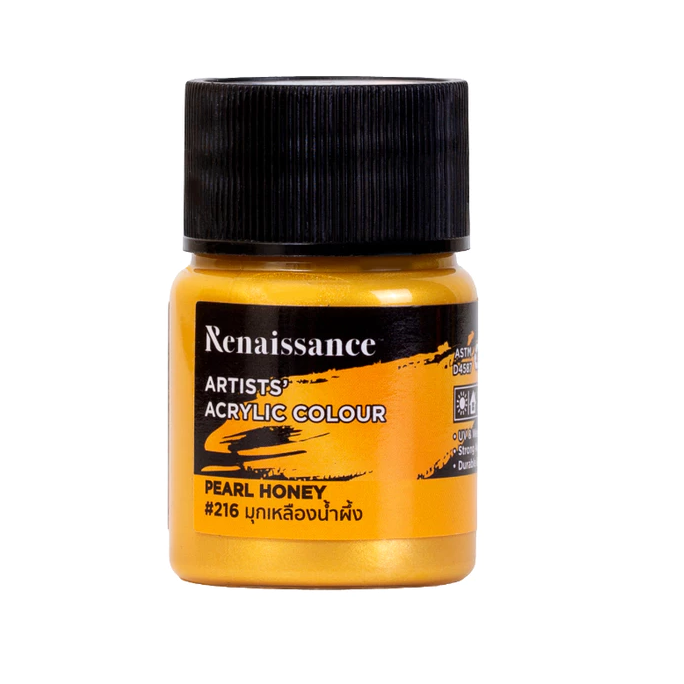 สีอะคริลิคมุกเรนาซองซ์ 20ml #216มุกเหลืองน้ำ