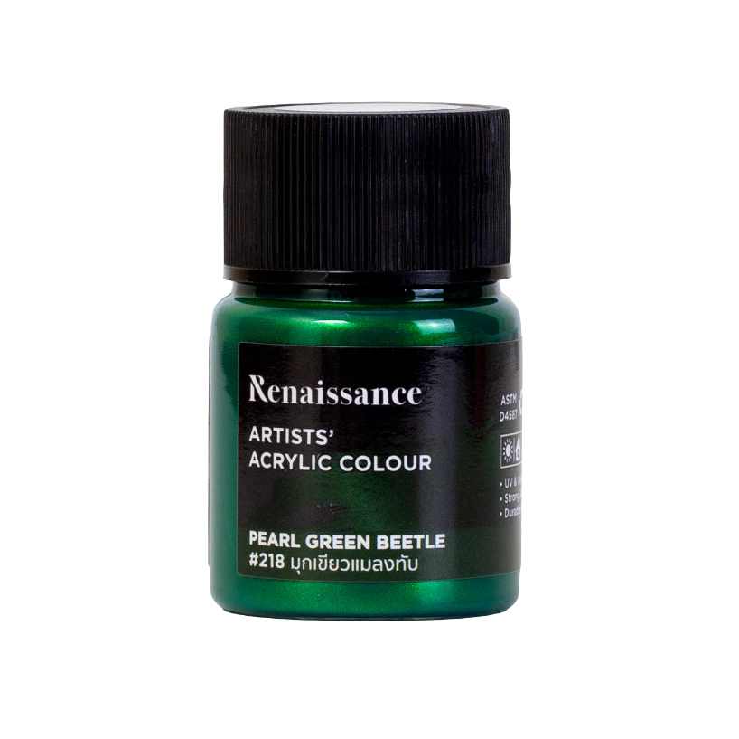 สีอะคริลิคมุกเรนาซองซ์ 20ml #218มุกเขียวแมลง