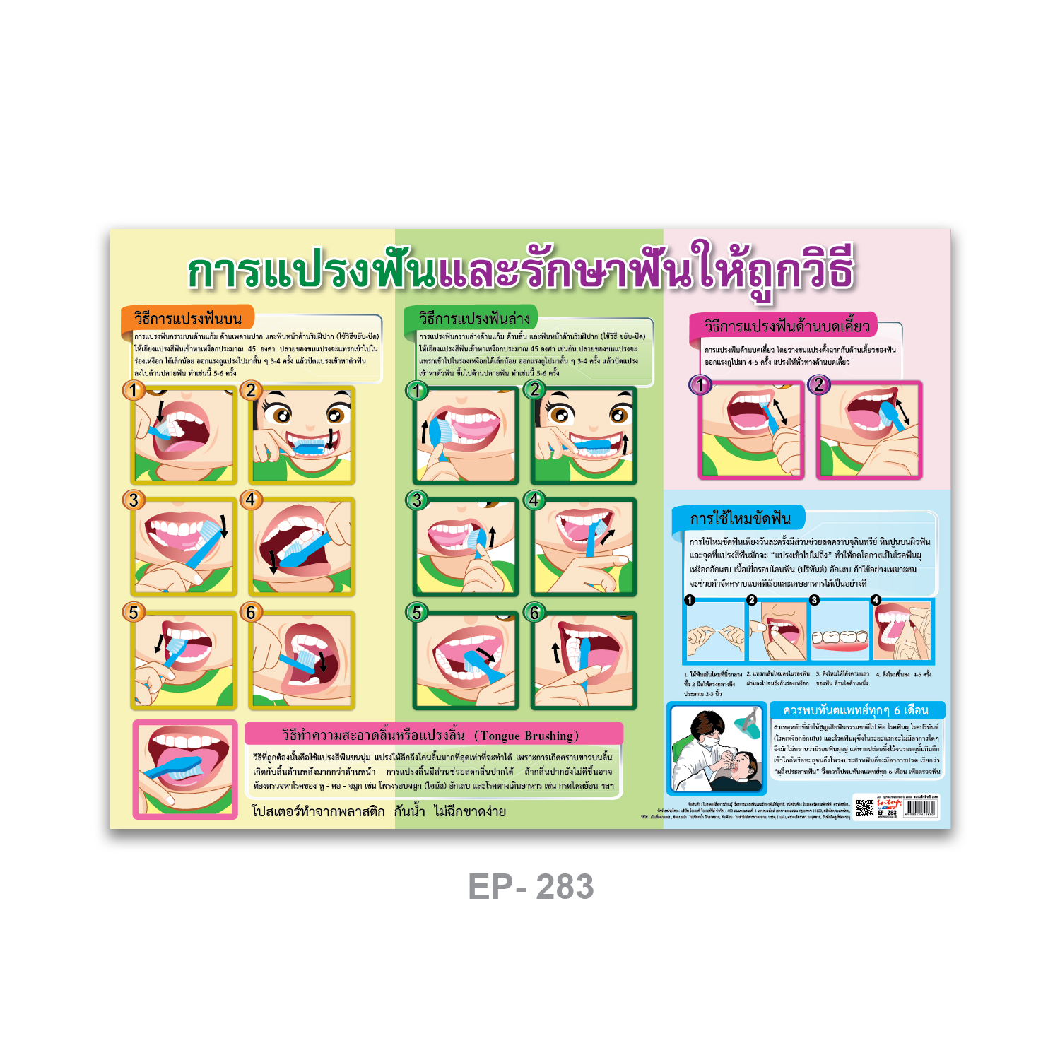 โปสเตอร์ความรู้ การแปรงและรักษาฟันให้ถูกวิธี
