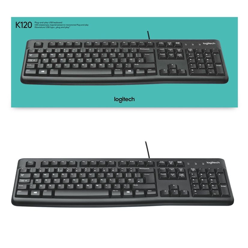 Logitech K120 เป็นคีย์บอร์ดแบบมีสาย (USB)